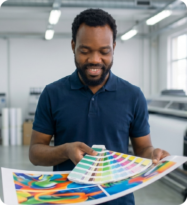 Painter with color swatches